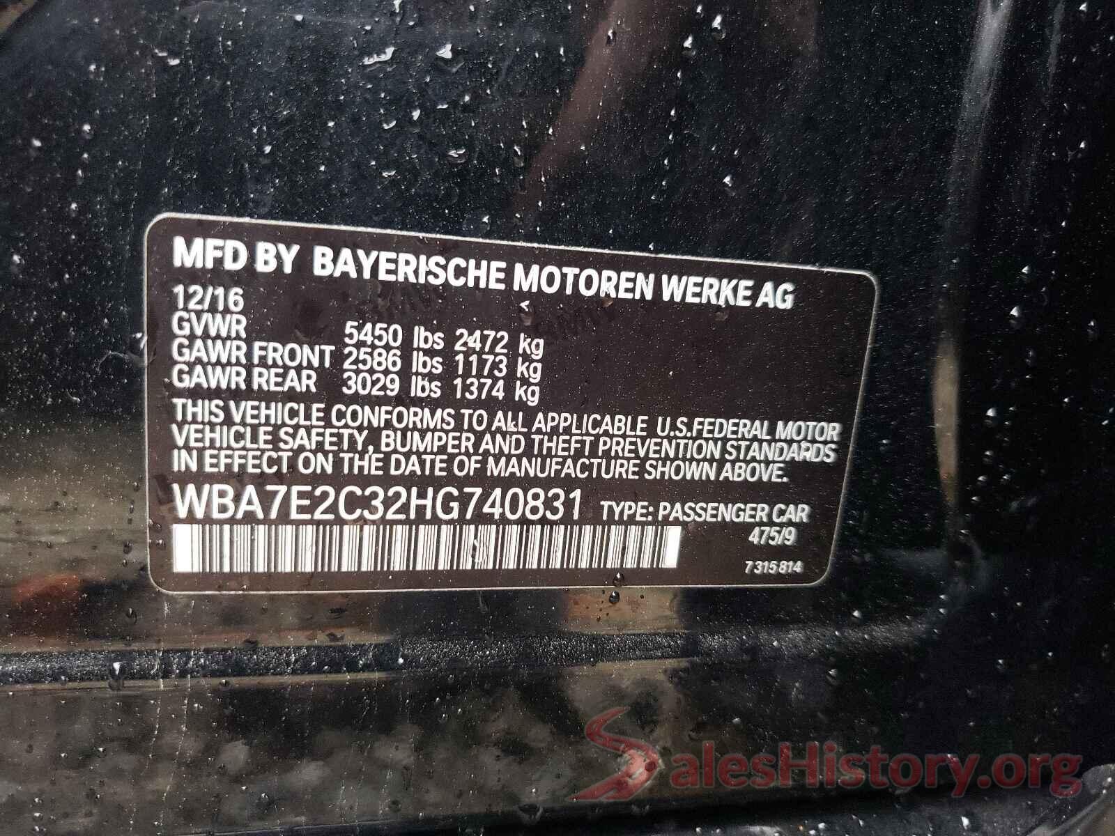 WBA7E2C32HG740831 2017 BMW 7 SERIES