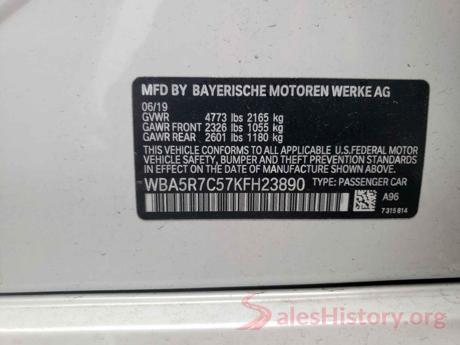 WBA5R7C57KFH23890 2019 BMW 3 SERIES