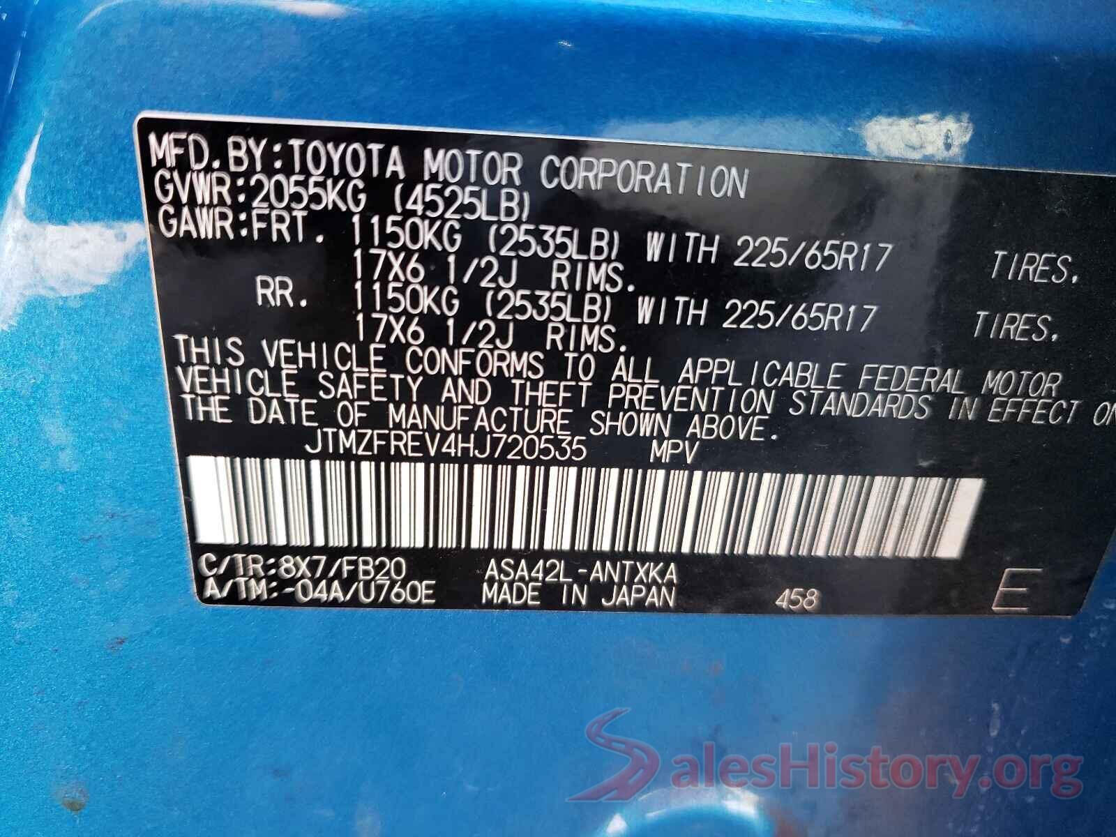 JTMZFREV4HJ720535 2017 TOYOTA RAV4