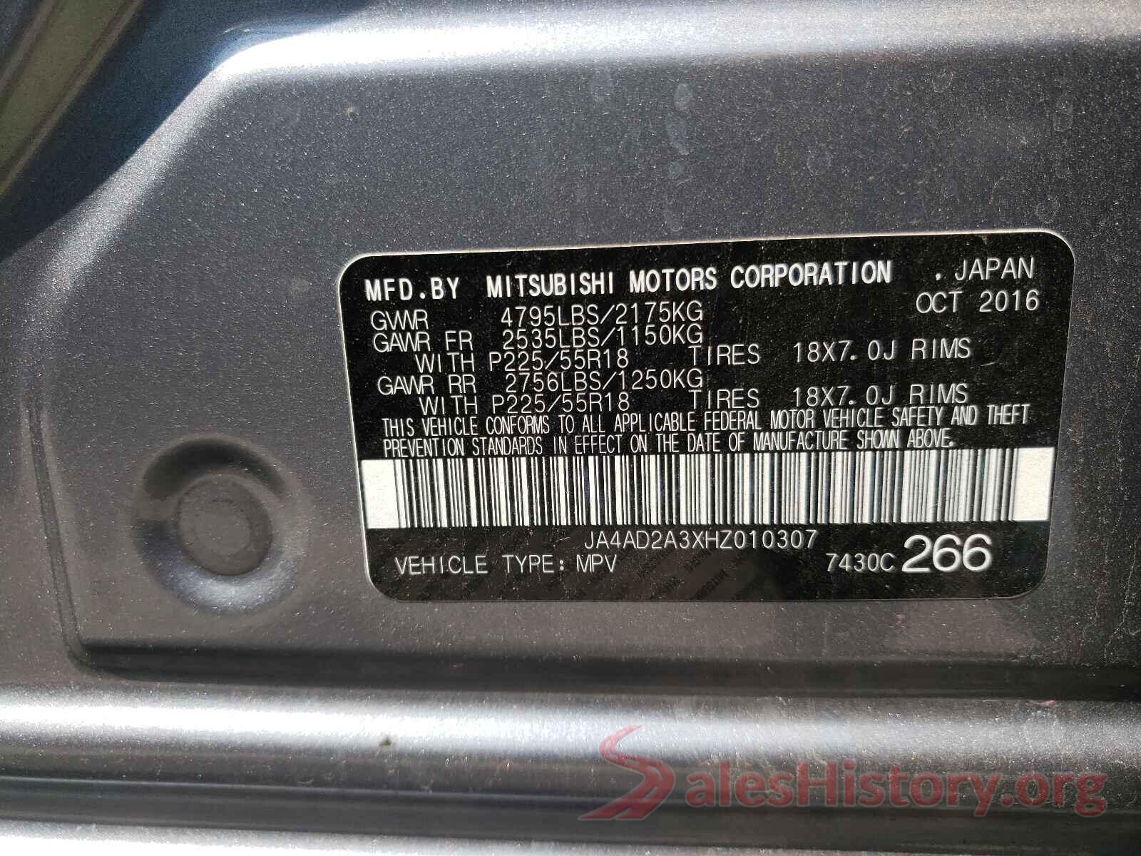 JA4AD2A3XHZ010307 2017 MITSUBISHI OUTLANDER