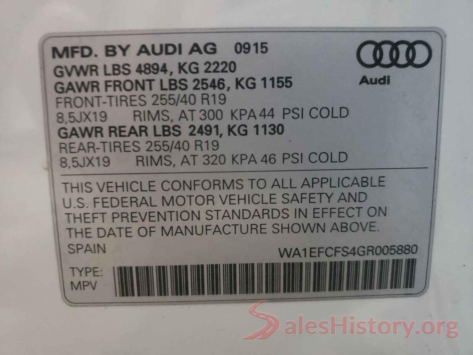 WA1EFCFS4GR005880 2016 AUDI Q3