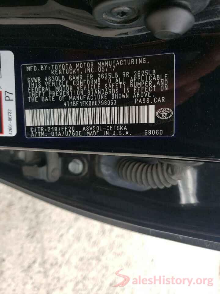 4T1BF1FK0HU798053 2017 TOYOTA CAMRY