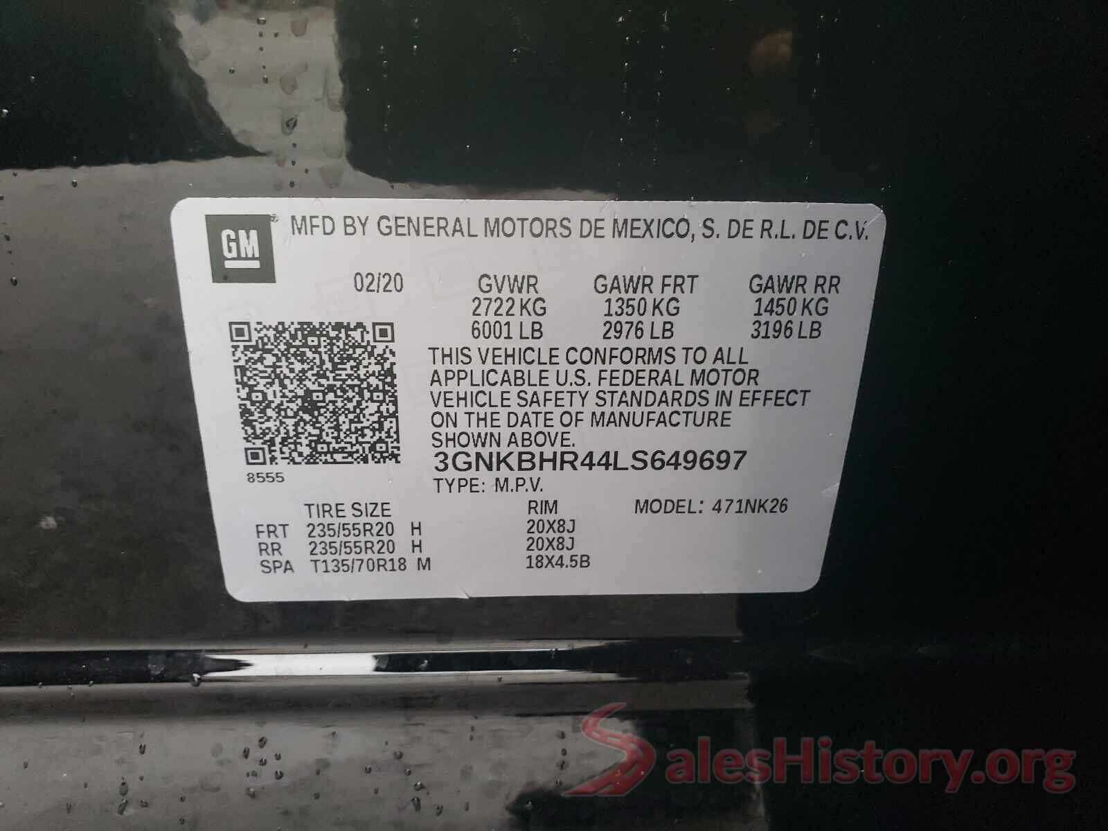 3GNKBHR44LS649697 2020 CHEVROLET BLAZER