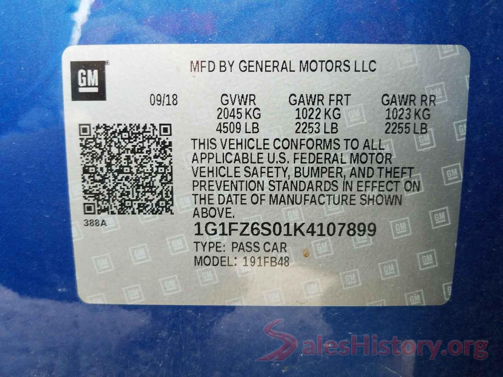 1G1FZ6S01K4107899 2019 CHEVROLET BOLT