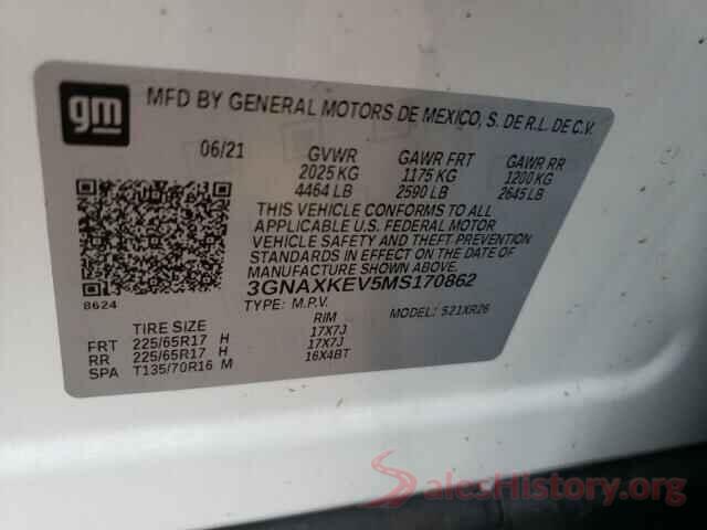 3GNAXKEV5MS170862 2021 CHEVROLET EQUINOX