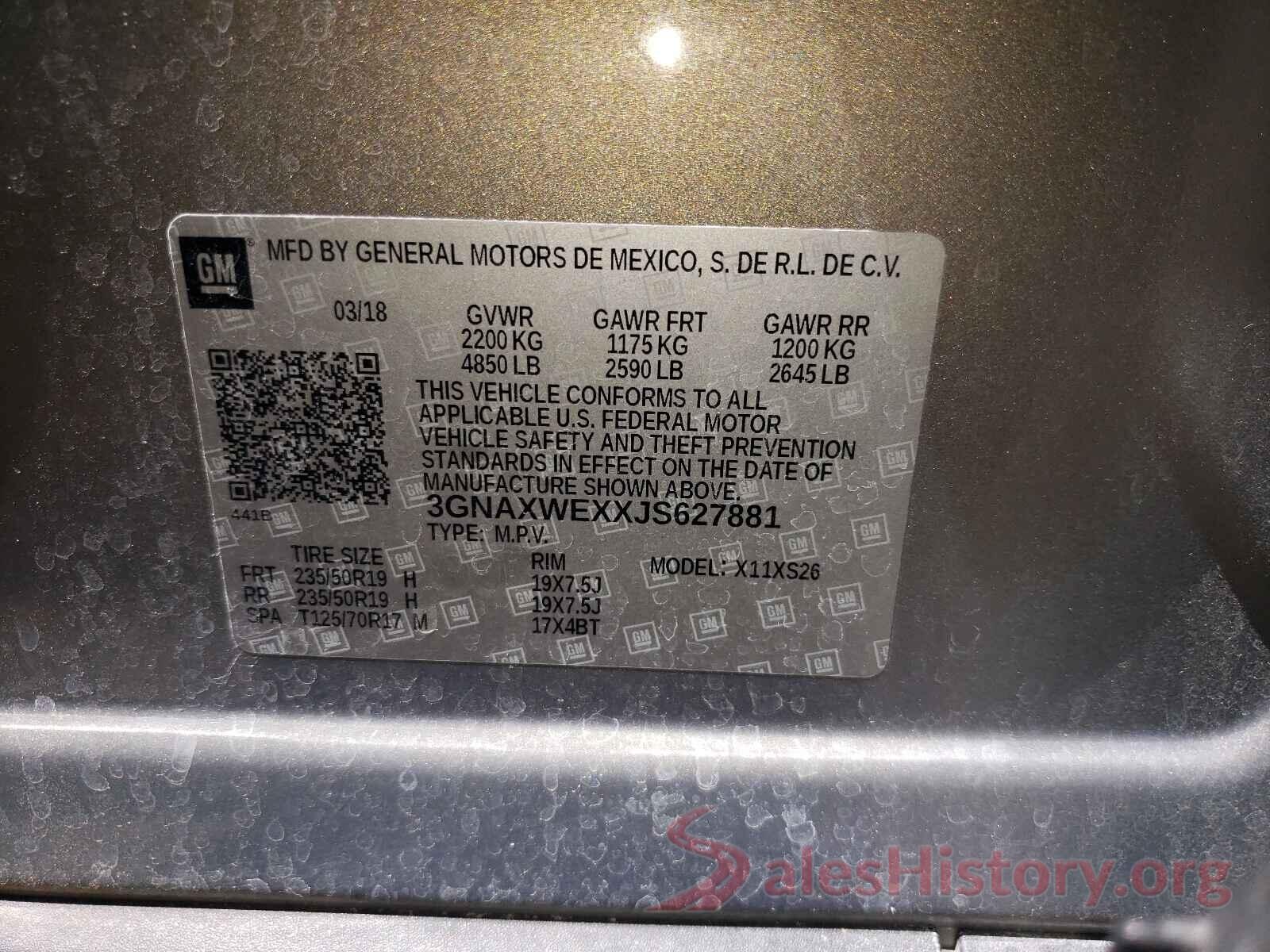 3GNAXWEXXJS627881 2018 CHEVROLET EQUINOX