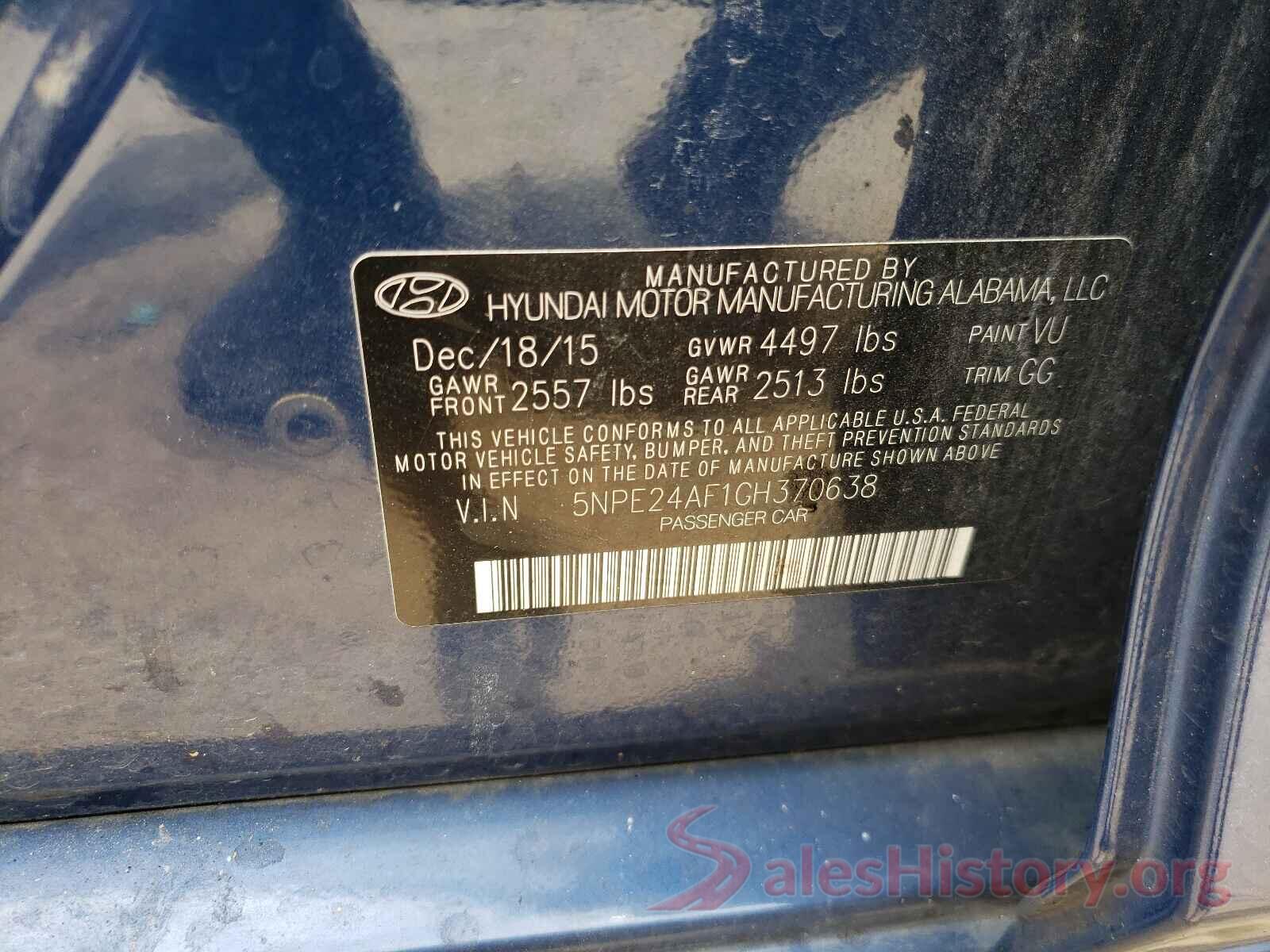 5NPE24AF1GH370638 2016 HYUNDAI SONATA