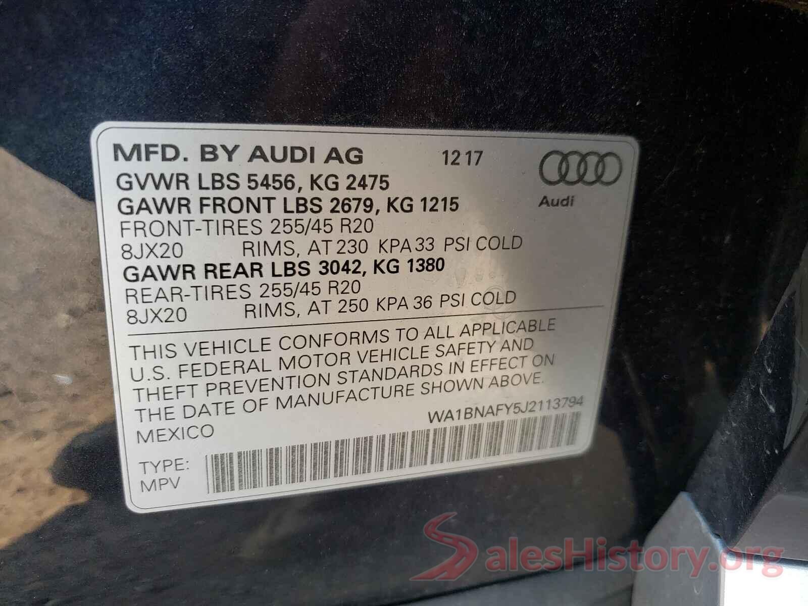 WA1BNAFY5J2113794 2018 AUDI Q5