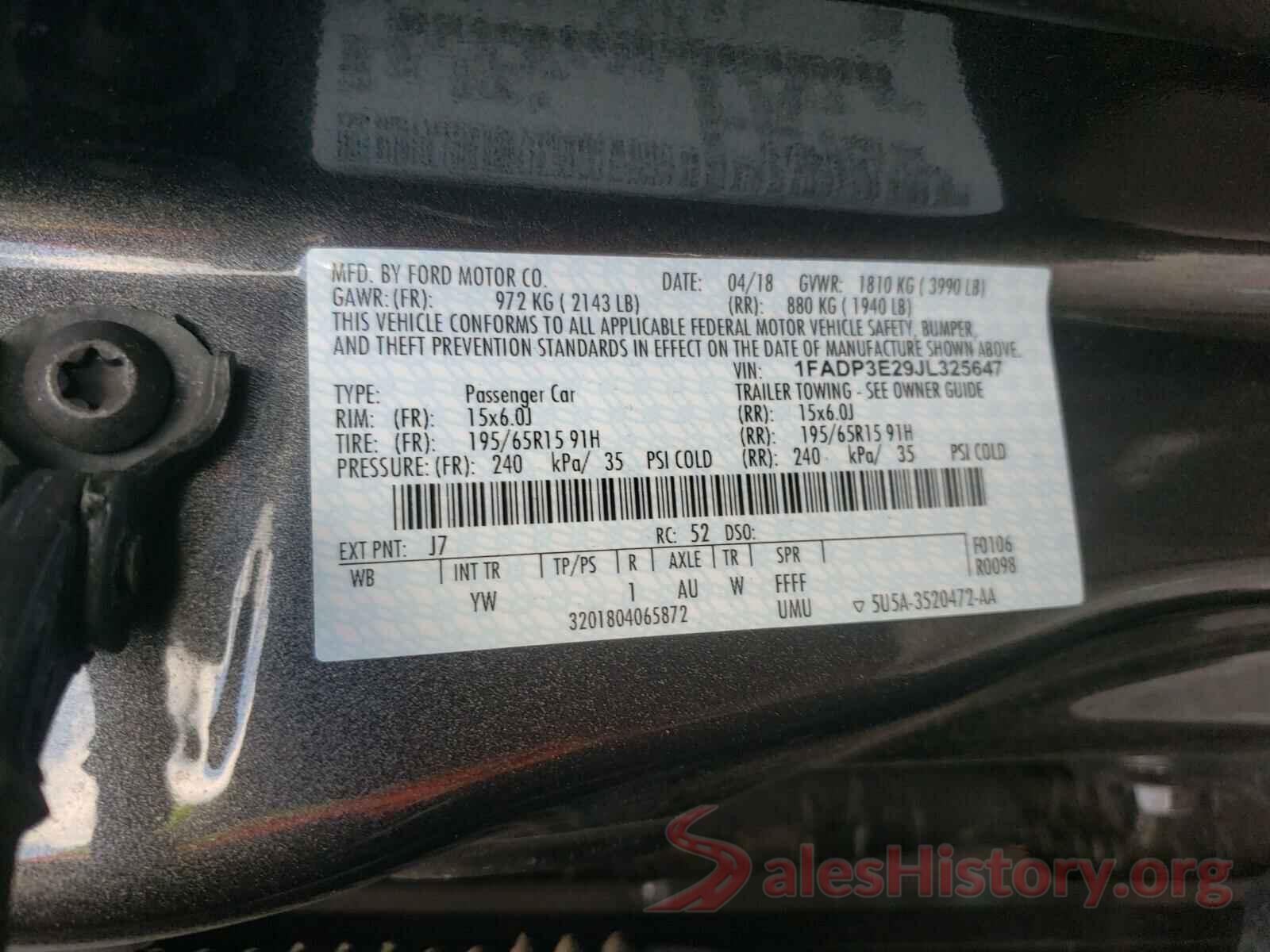 1FADP3E29JL325647 2018 FORD FOCUS