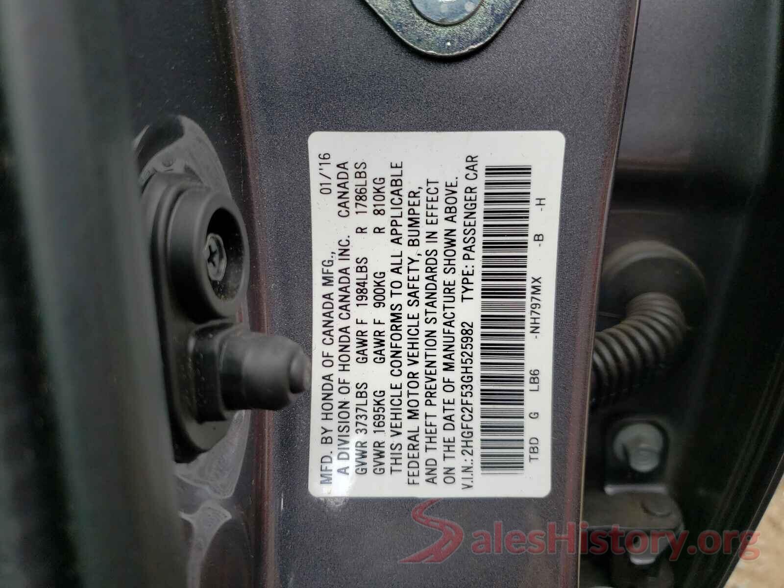 2HGFC2F53GH525982 2016 HONDA CIVIC