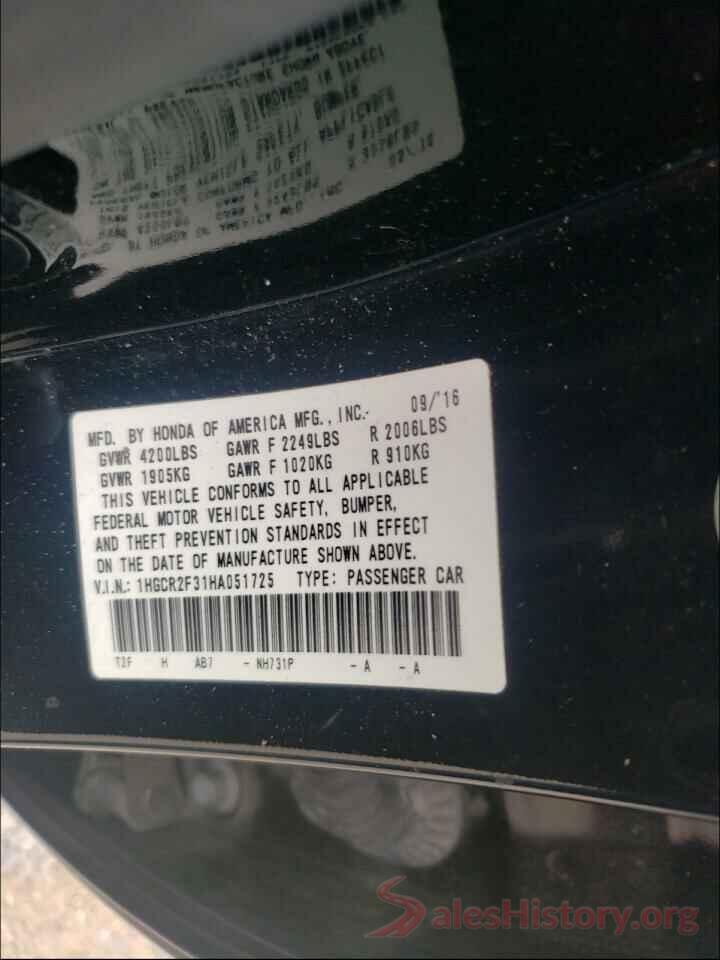 1HGCR2F31HA051725 2017 HONDA ACCORD