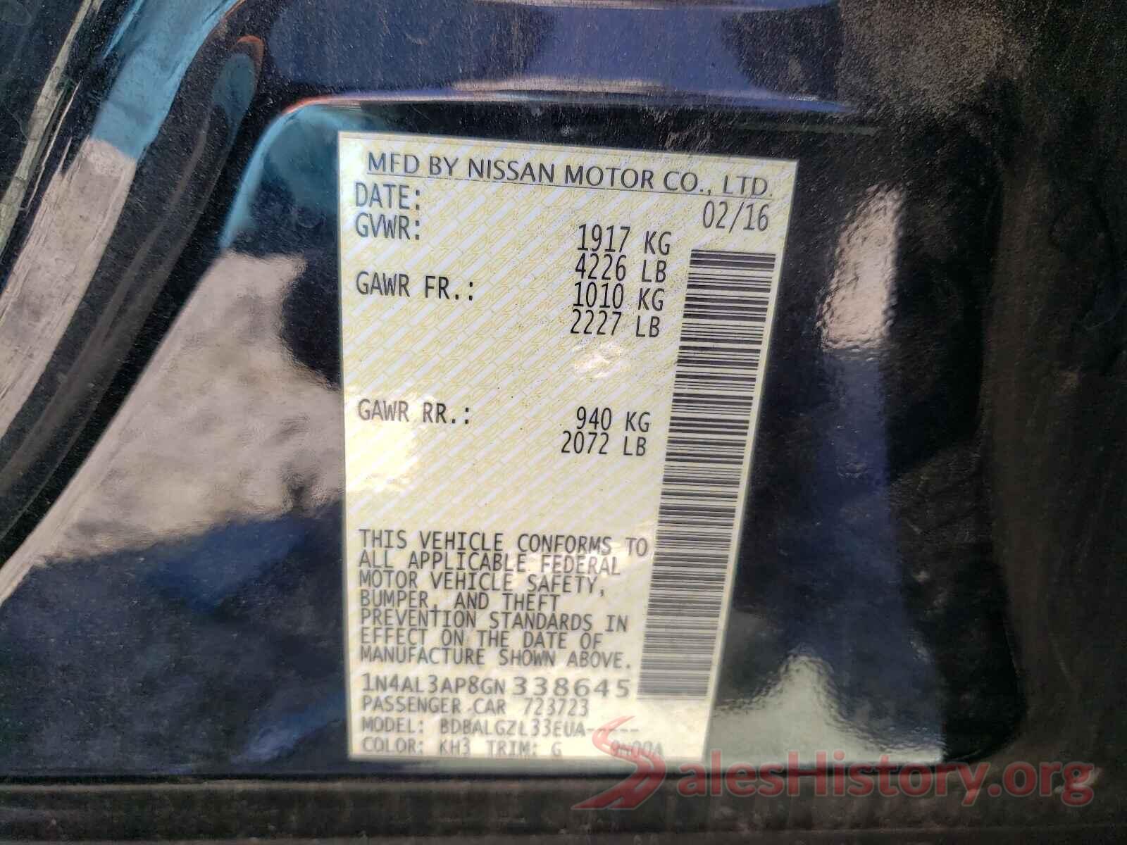 1N4AL3AP8GN338645 2016 NISSAN ALTIMA