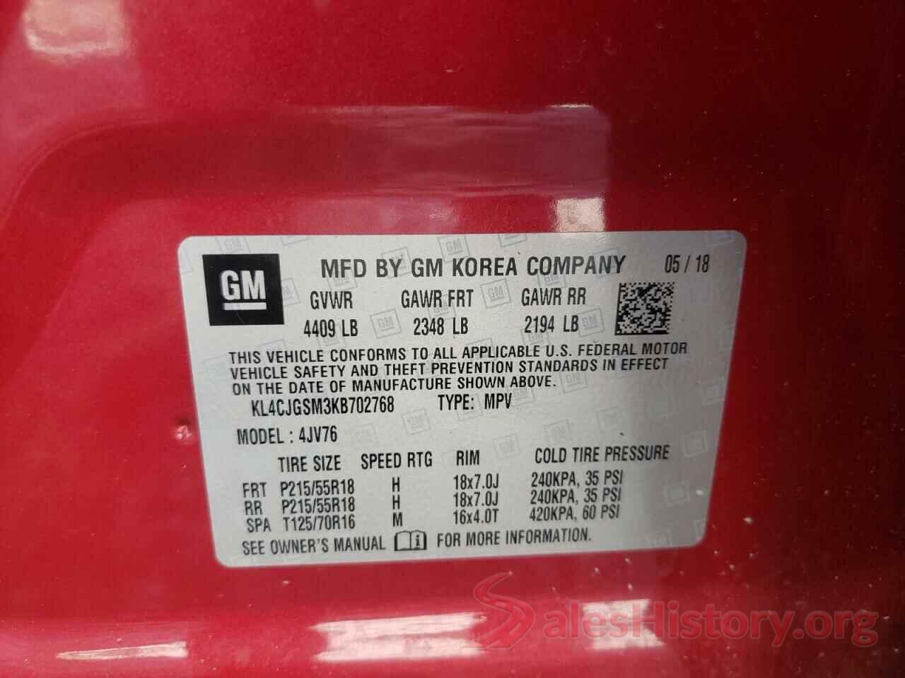 KL4CJGSM3KB702768 2019 BUICK ENCORE