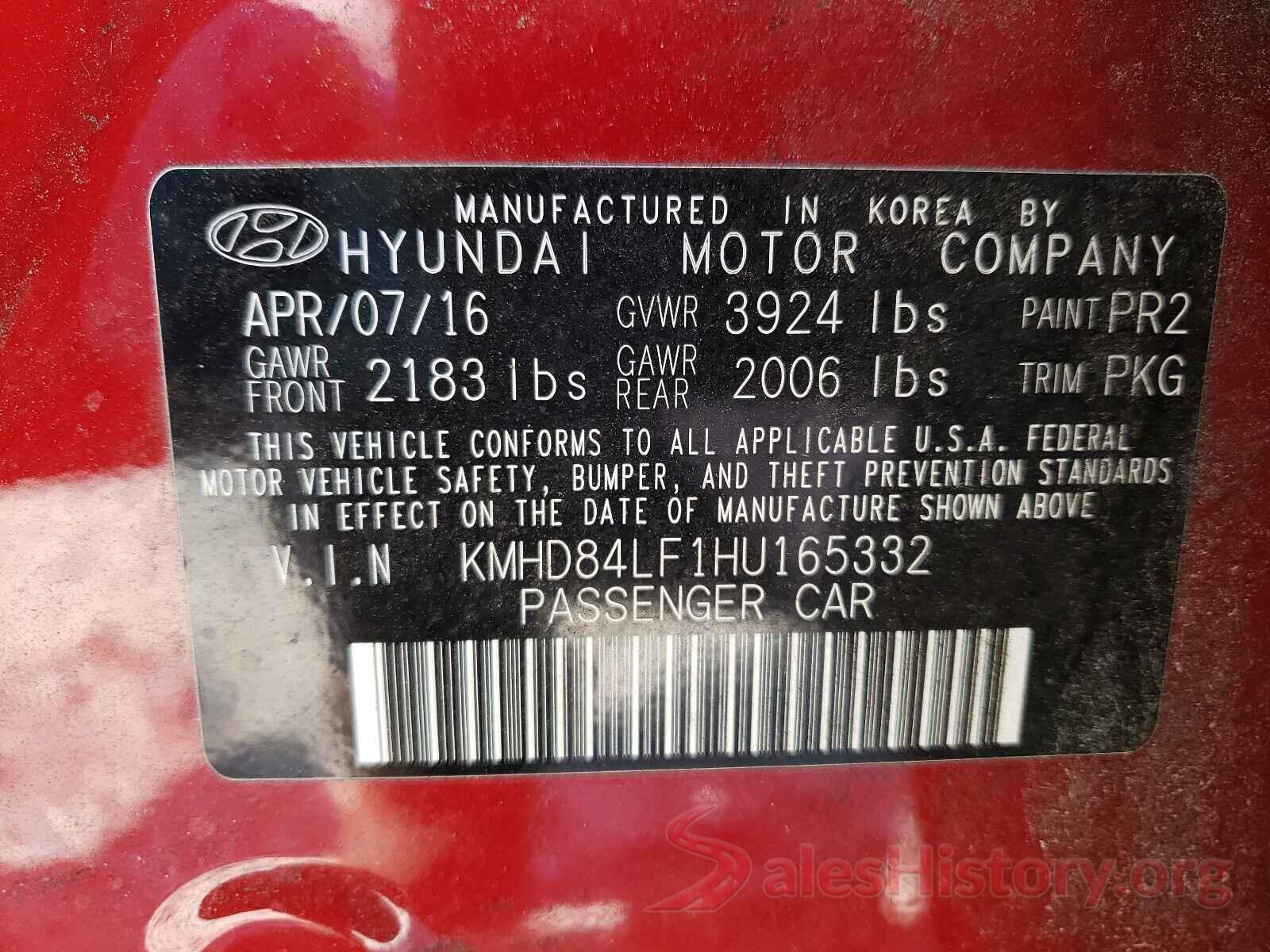 KMHD84LF1HU165332 2017 HYUNDAI ELANTRA