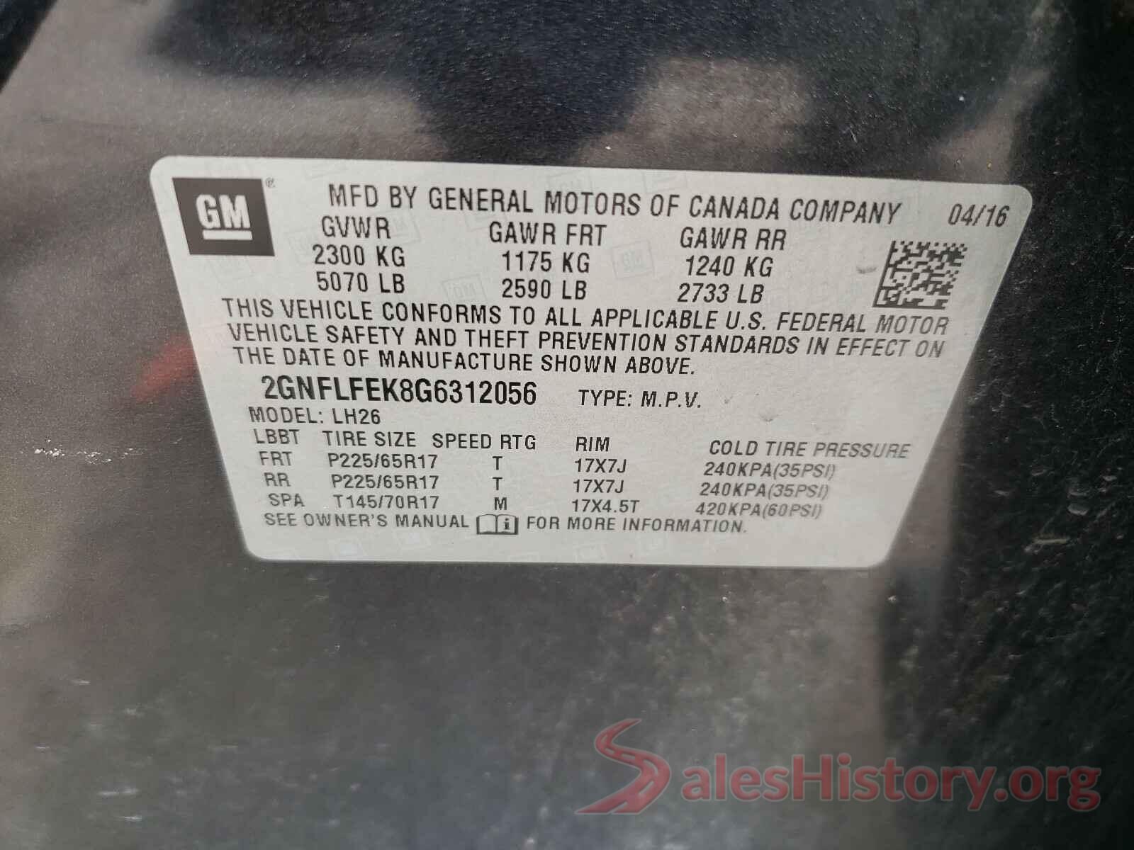 2GNFLFEK8G6312056 2016 CHEVROLET EQUINOX