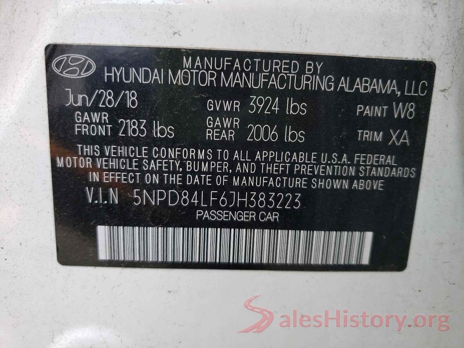 5NPD84LF6JH383223 2018 HYUNDAI ELANTRA