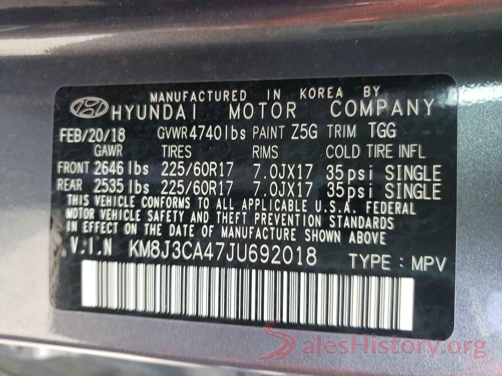 KM8J3CA47JU692018 2018 HYUNDAI TUCSON