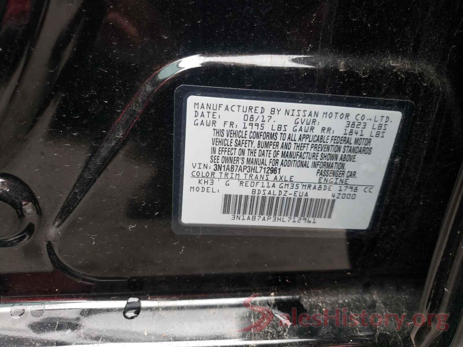 3N1AB7AP3HL712961 2017 NISSAN SENTRA