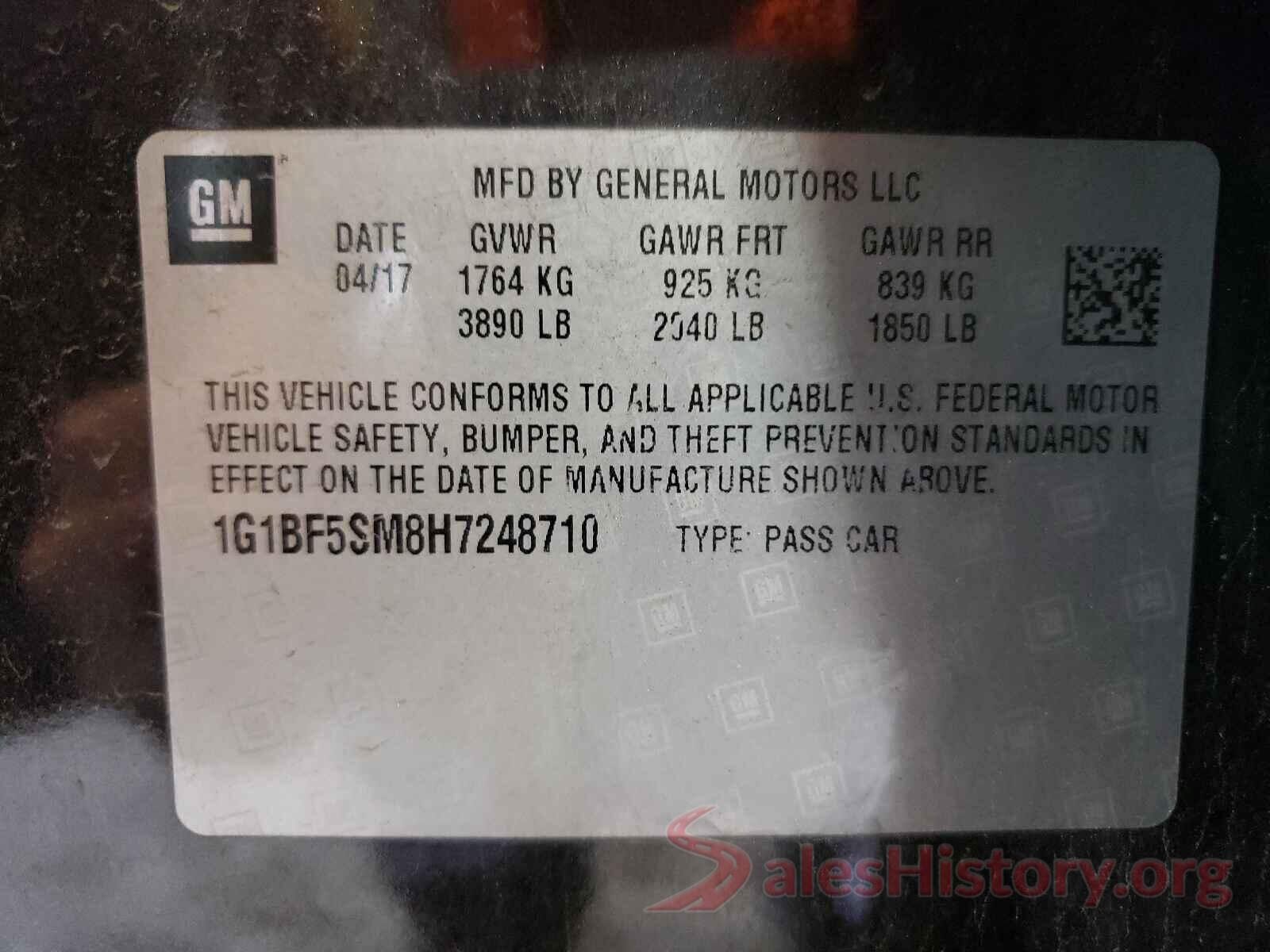 1G1BF5SM8H7248710 2017 CHEVROLET CRUZE