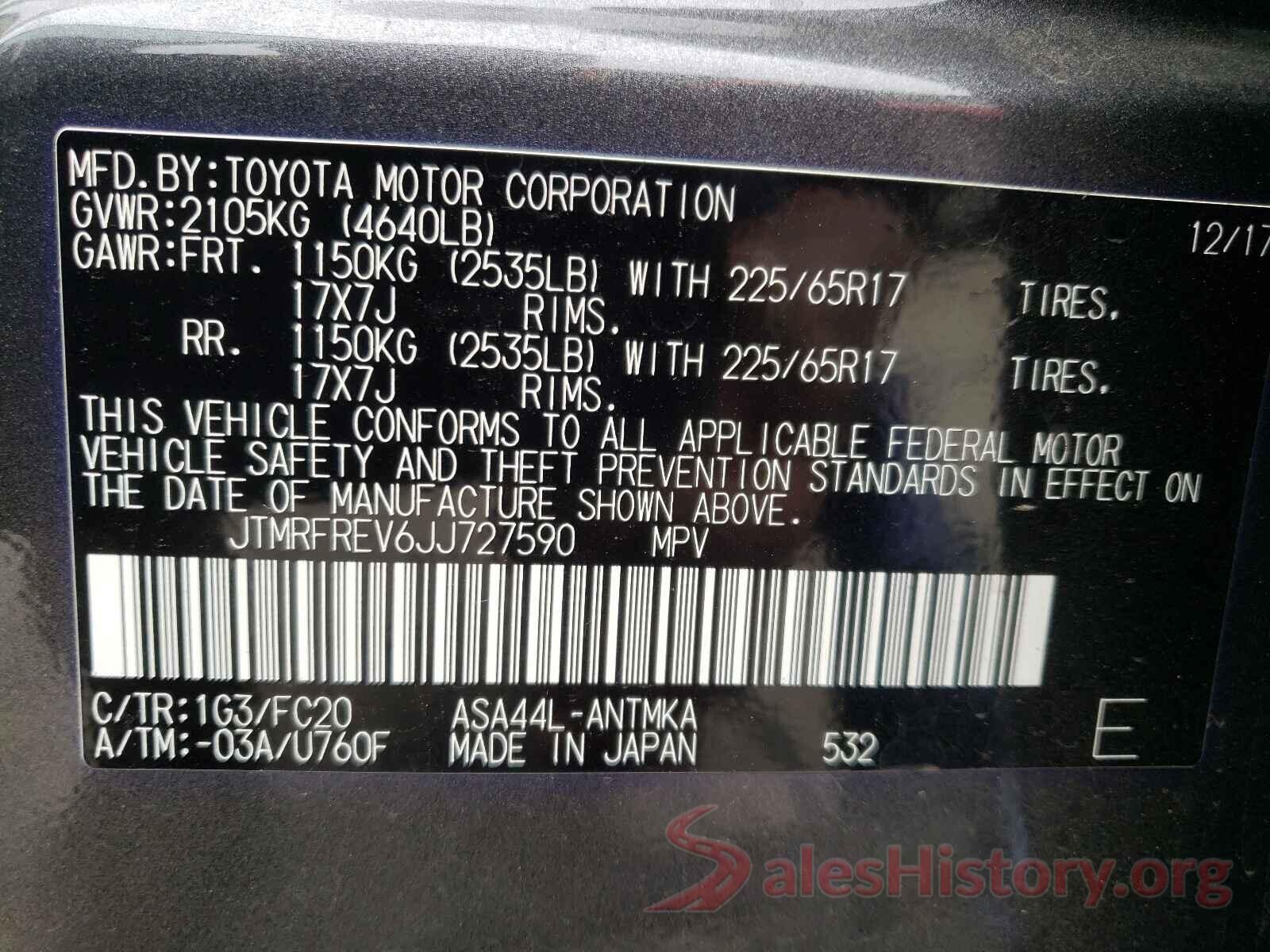 JTMRFREV6JJ727590 2018 TOYOTA RAV4