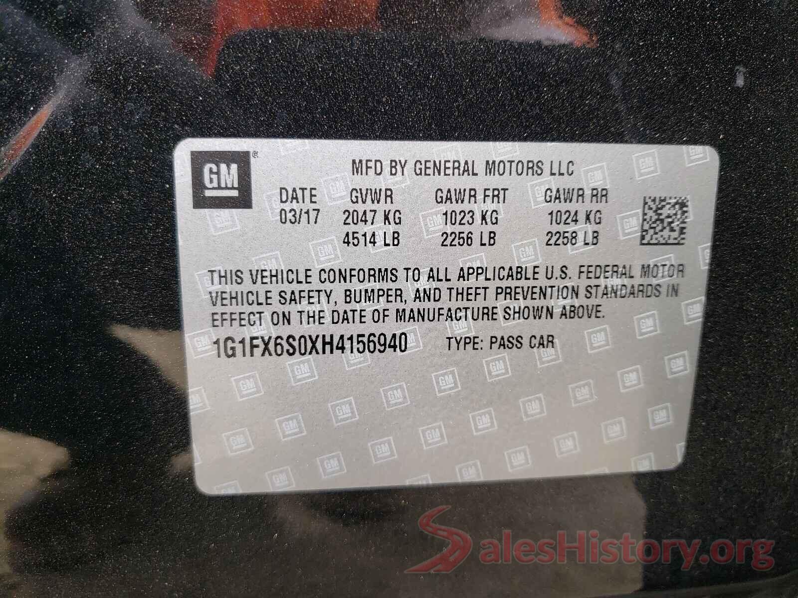 1G1FX6S0XH4156940 2017 CHEVROLET BOLT