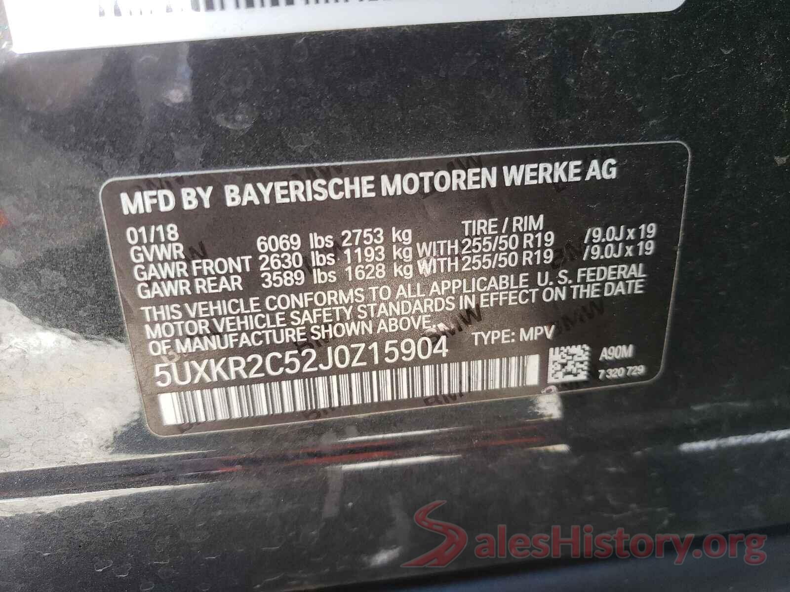 5UXKR2C52J0Z15904 2018 BMW X5