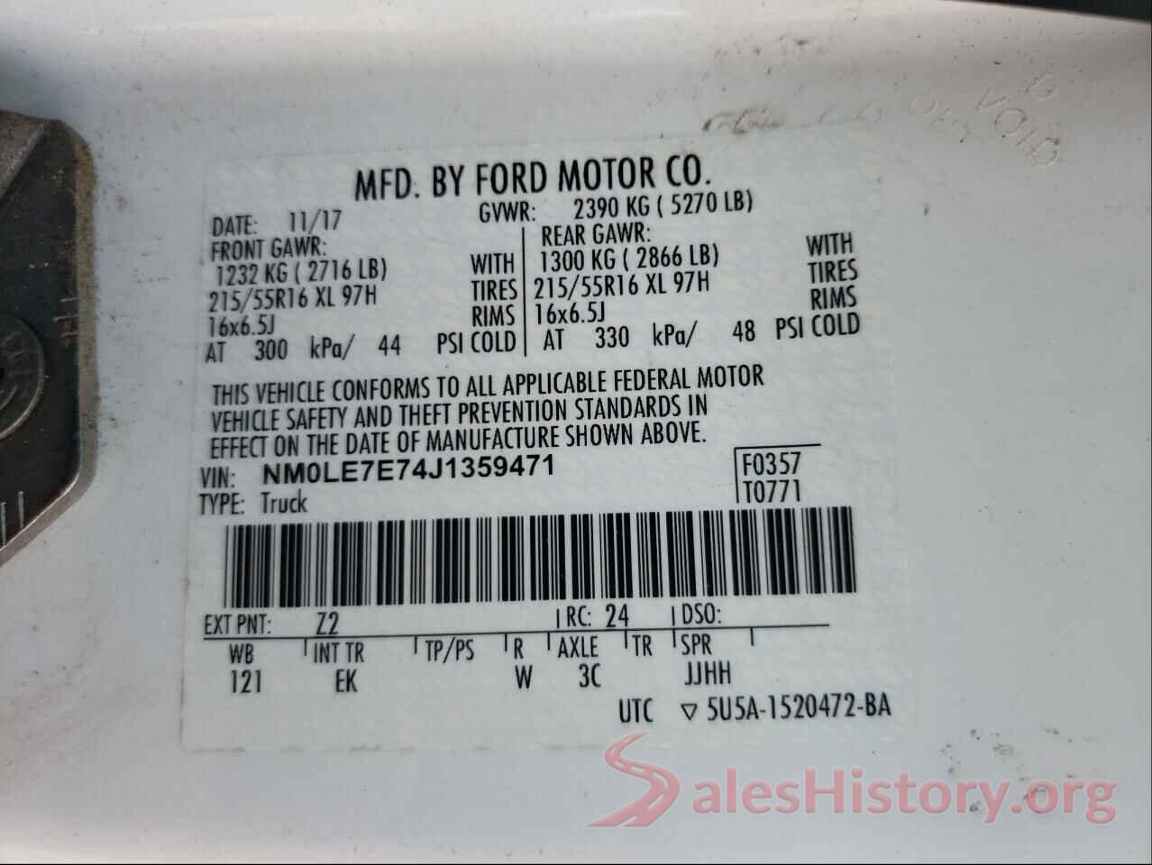 NM0LE7E74J1359471 2018 FORD TRANSIT CO