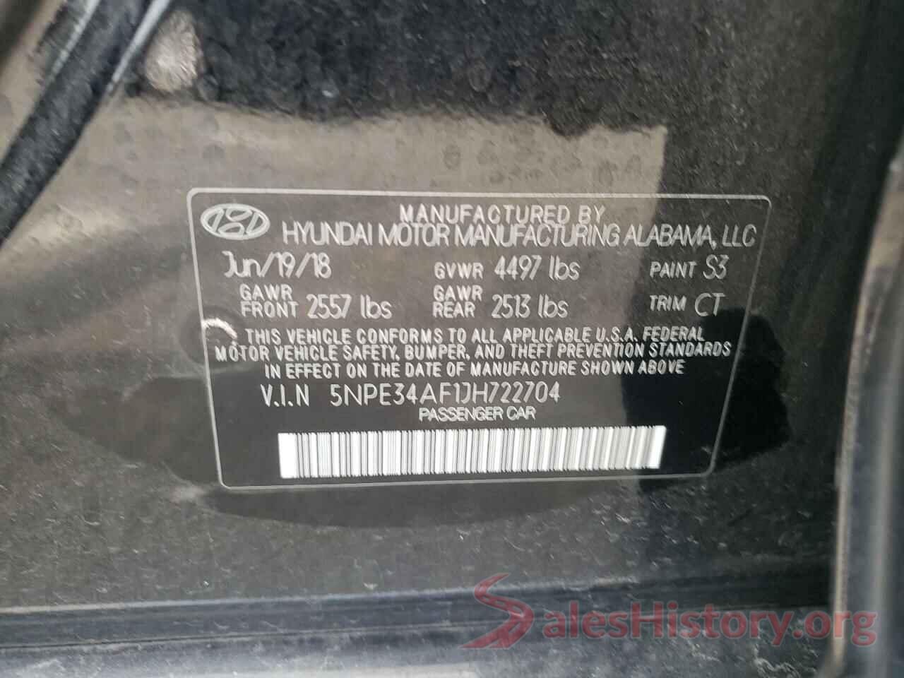 5NPE34AF1JH722704 2018 HYUNDAI SONATA