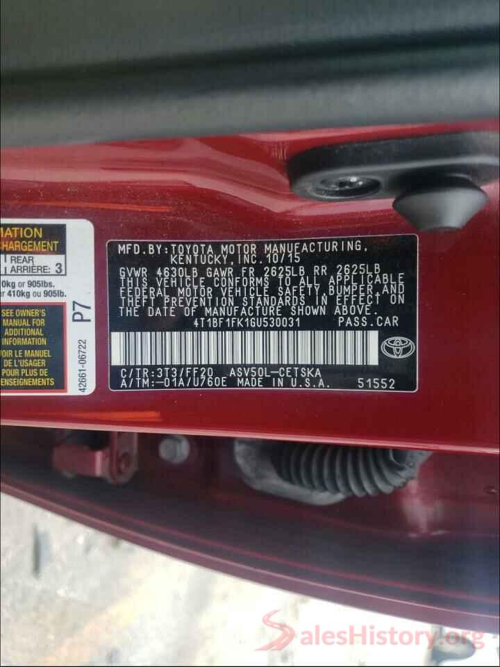 4T1BF1FK1GU530031 2016 TOYOTA CAMRY