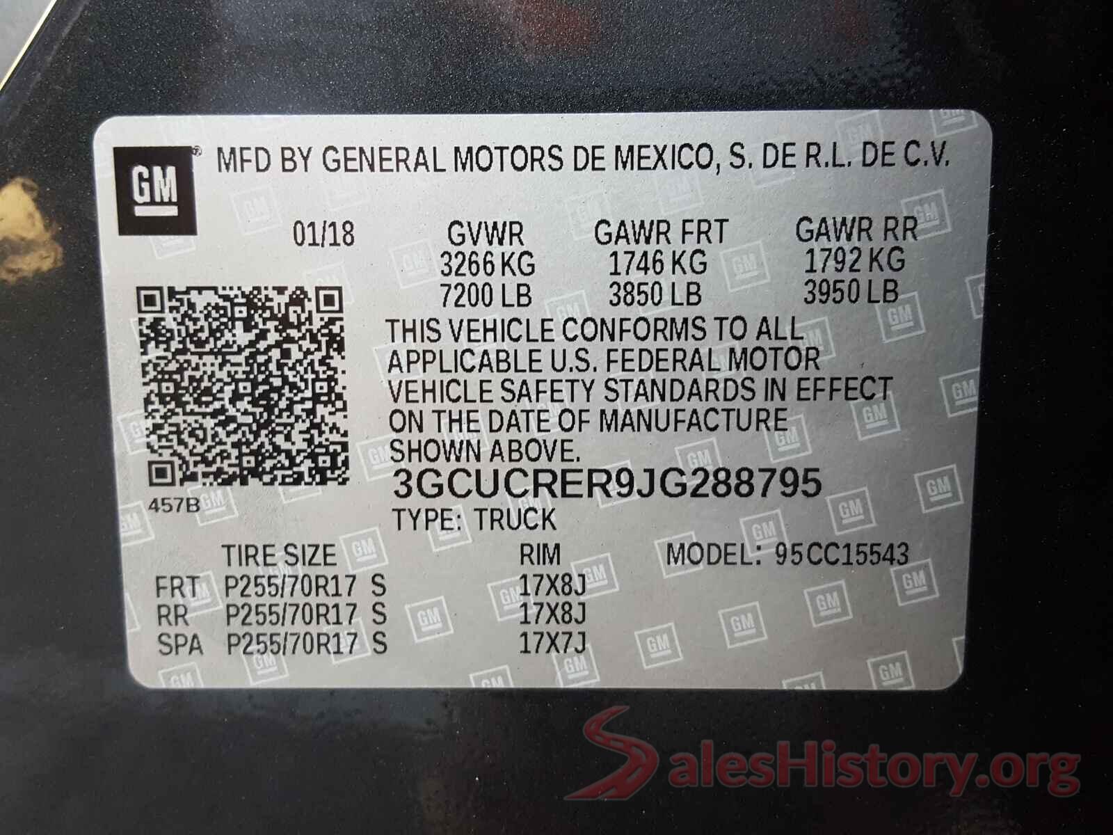 3GCUCRER9JG288795 2018 CHEVROLET SILVERADO