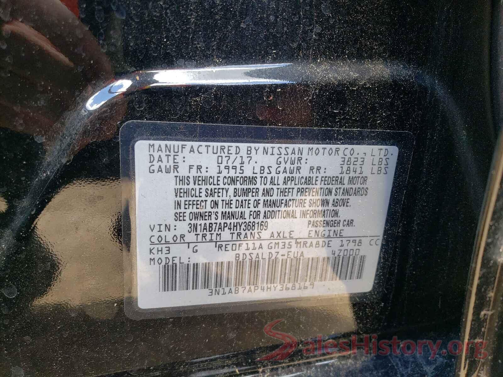 3N1AB7AP4HY368169 2017 NISSAN SENTRA