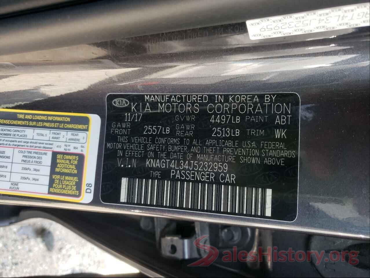 KNAGT4L34J5232959 2018 KIA OPTIMA