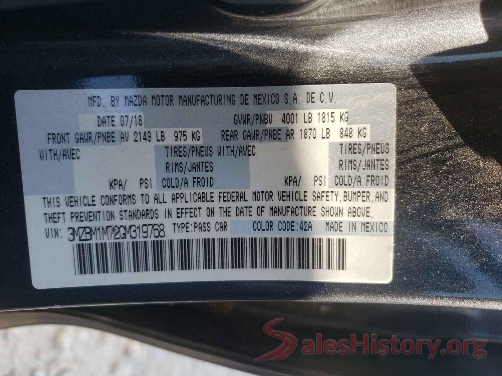 3MZBM1M72GM319768 2016 MAZDA 3