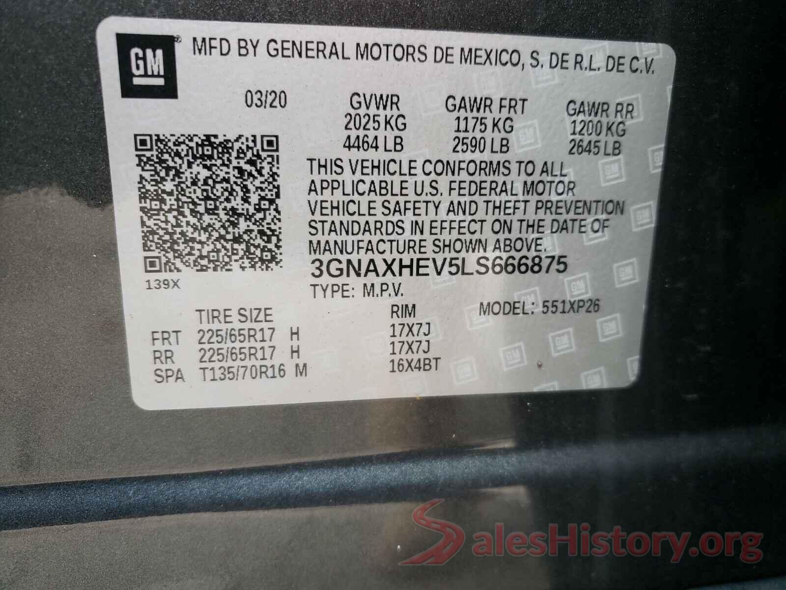 3GNAXHEV5LS666875 2020 CHEVROLET EQUINOX