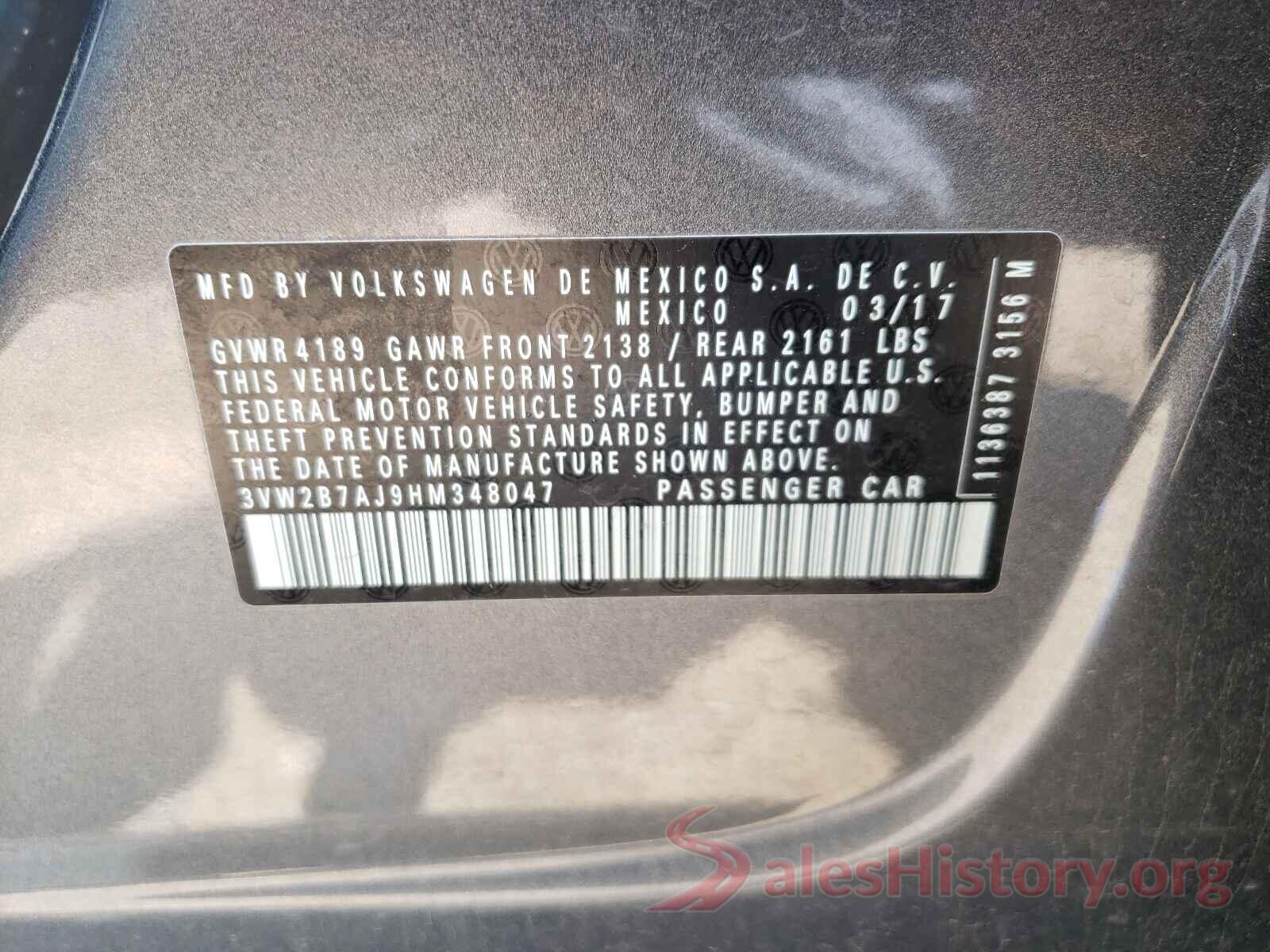 3VW2B7AJ9HM348047 2017 VOLKSWAGEN JETTA