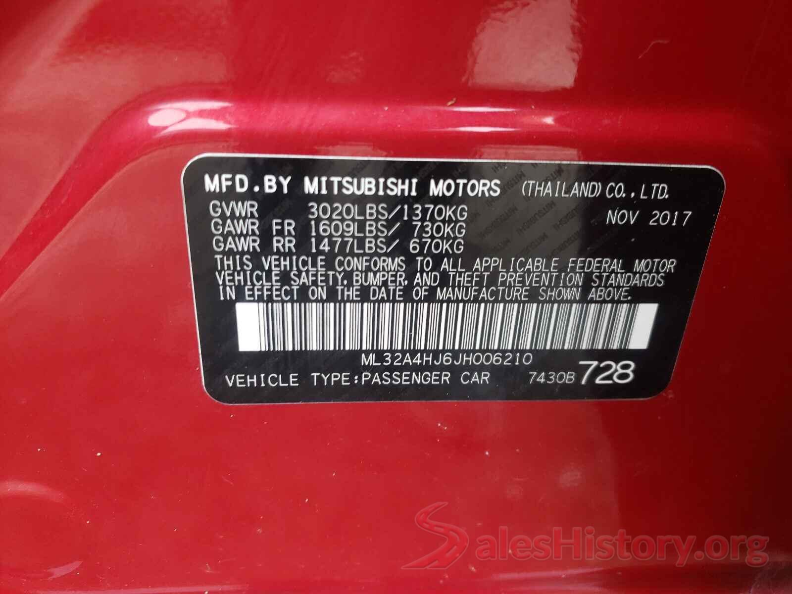 ML32A4HJ6JH006210 2018 MITSUBISHI MIRAGE