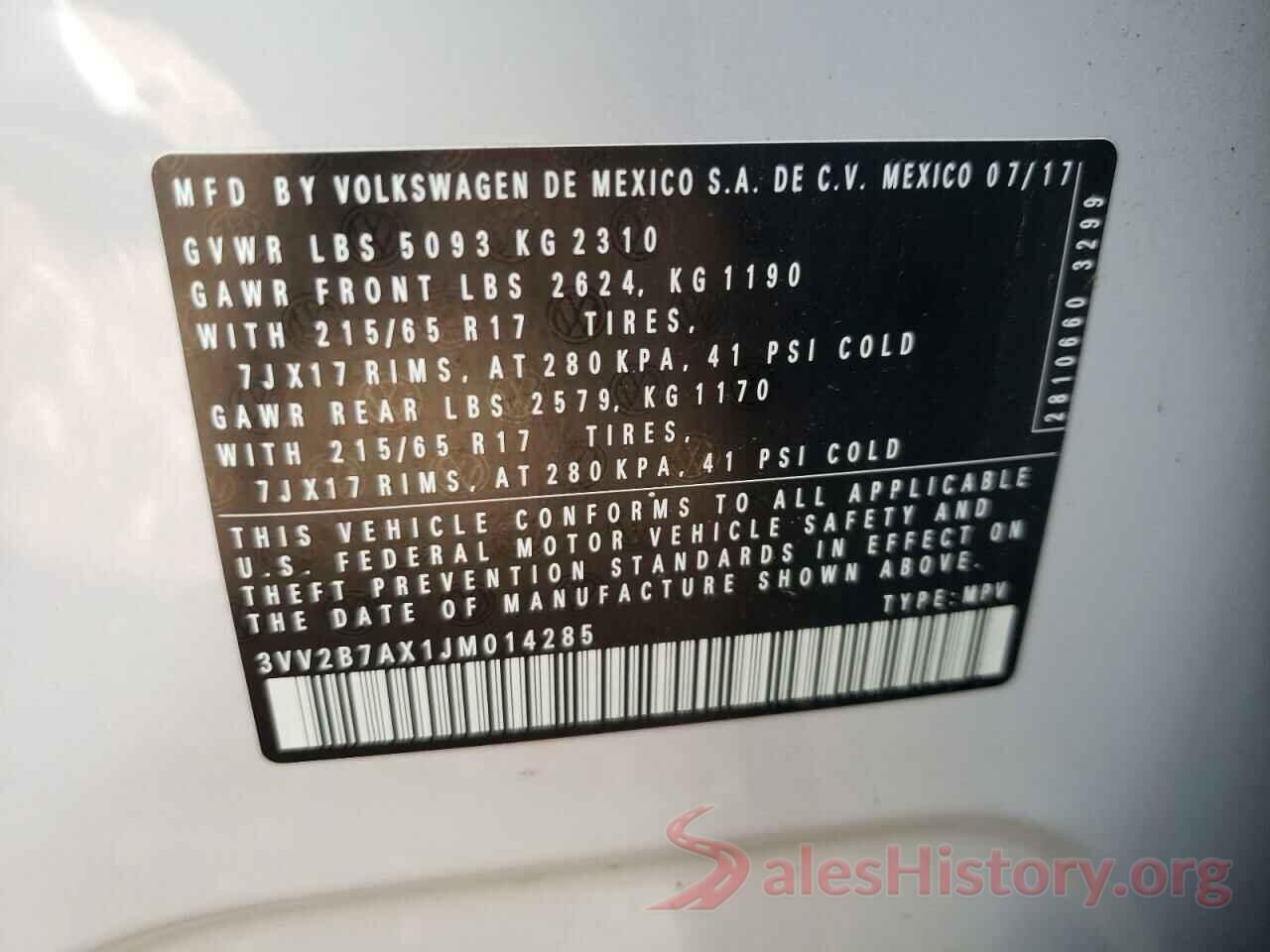 3VV2B7AX1JM014285 2018 VOLKSWAGEN TIGUAN