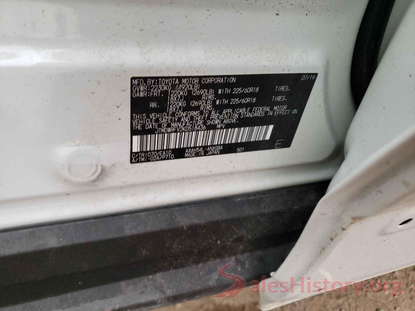 JTMDWRFV2KD518436 2019 TOYOTA RAV4