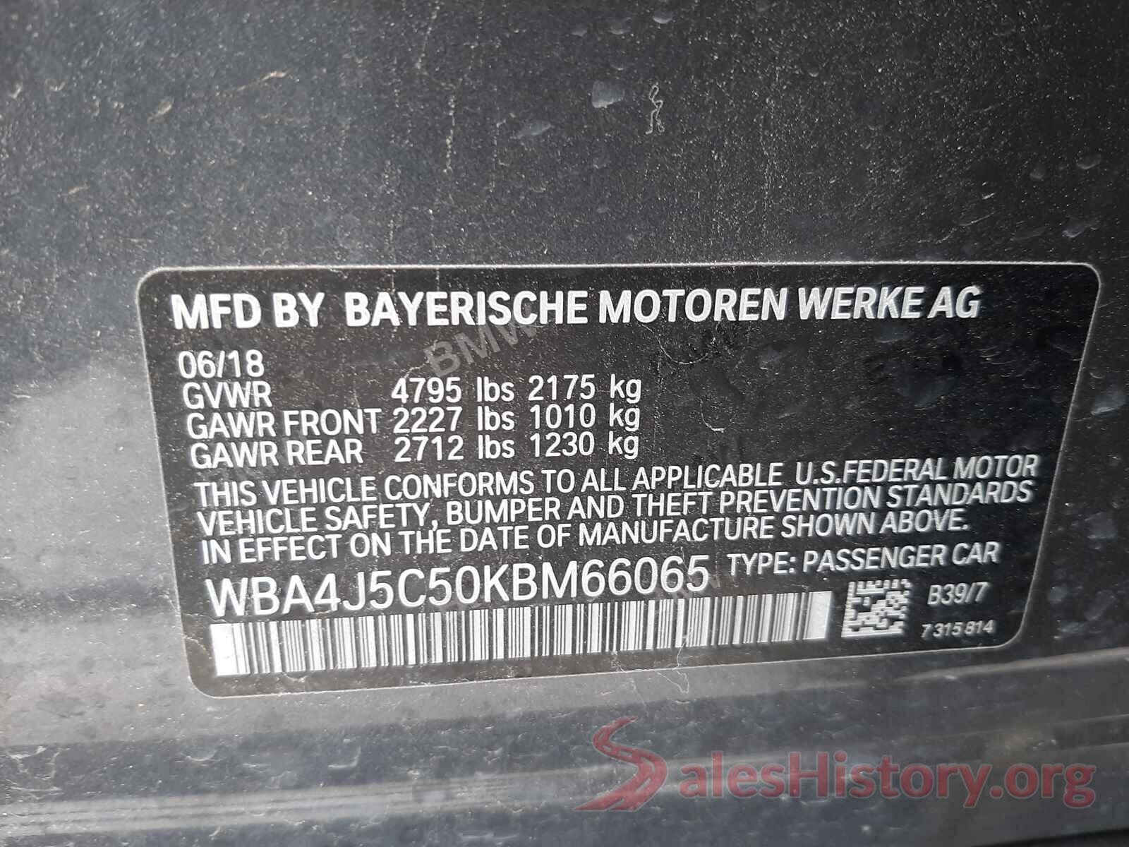 WBA4J5C50KBM66065 2019 BMW 4 SERIES