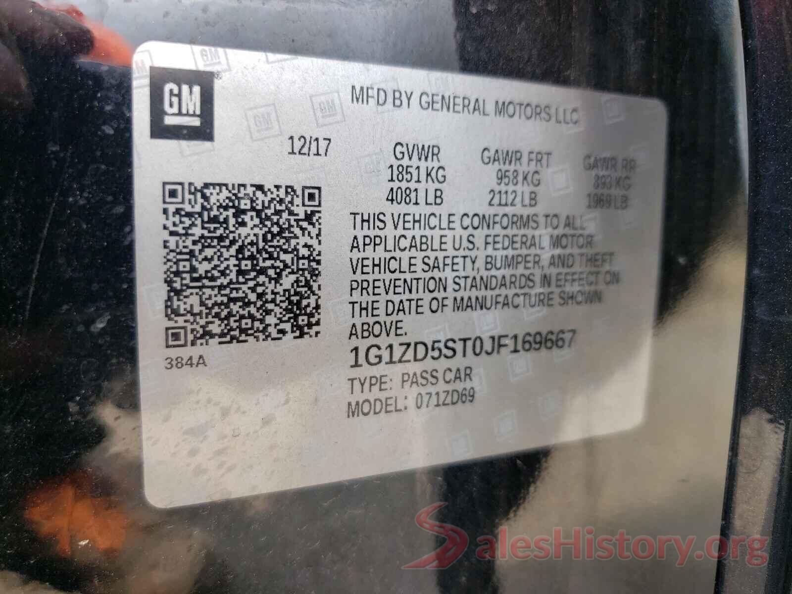 1G1ZD5ST0JF169667 2018 CHEVROLET MALIBU