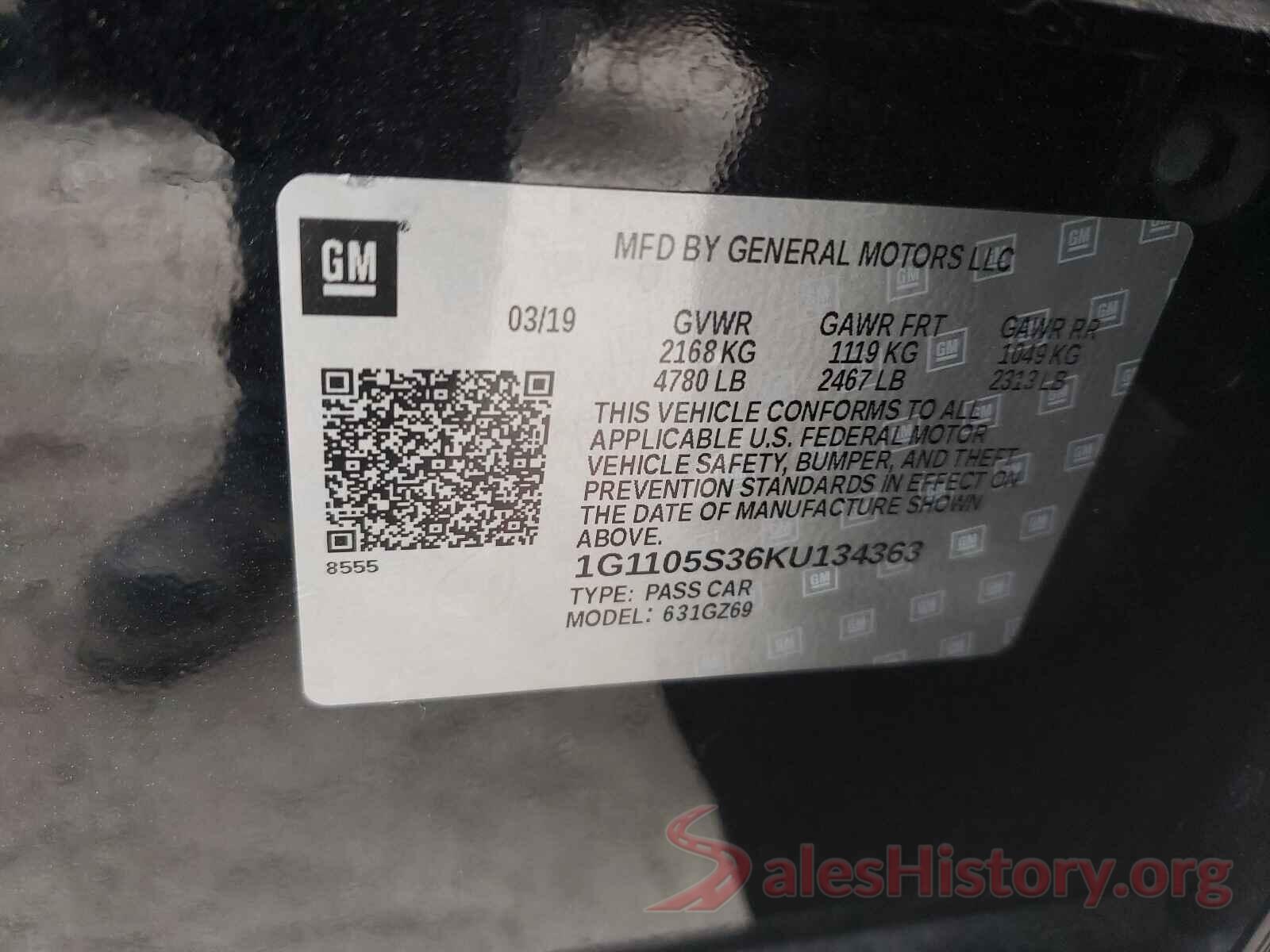 1G1105S36KU134363 2019 CHEVROLET IMPALA