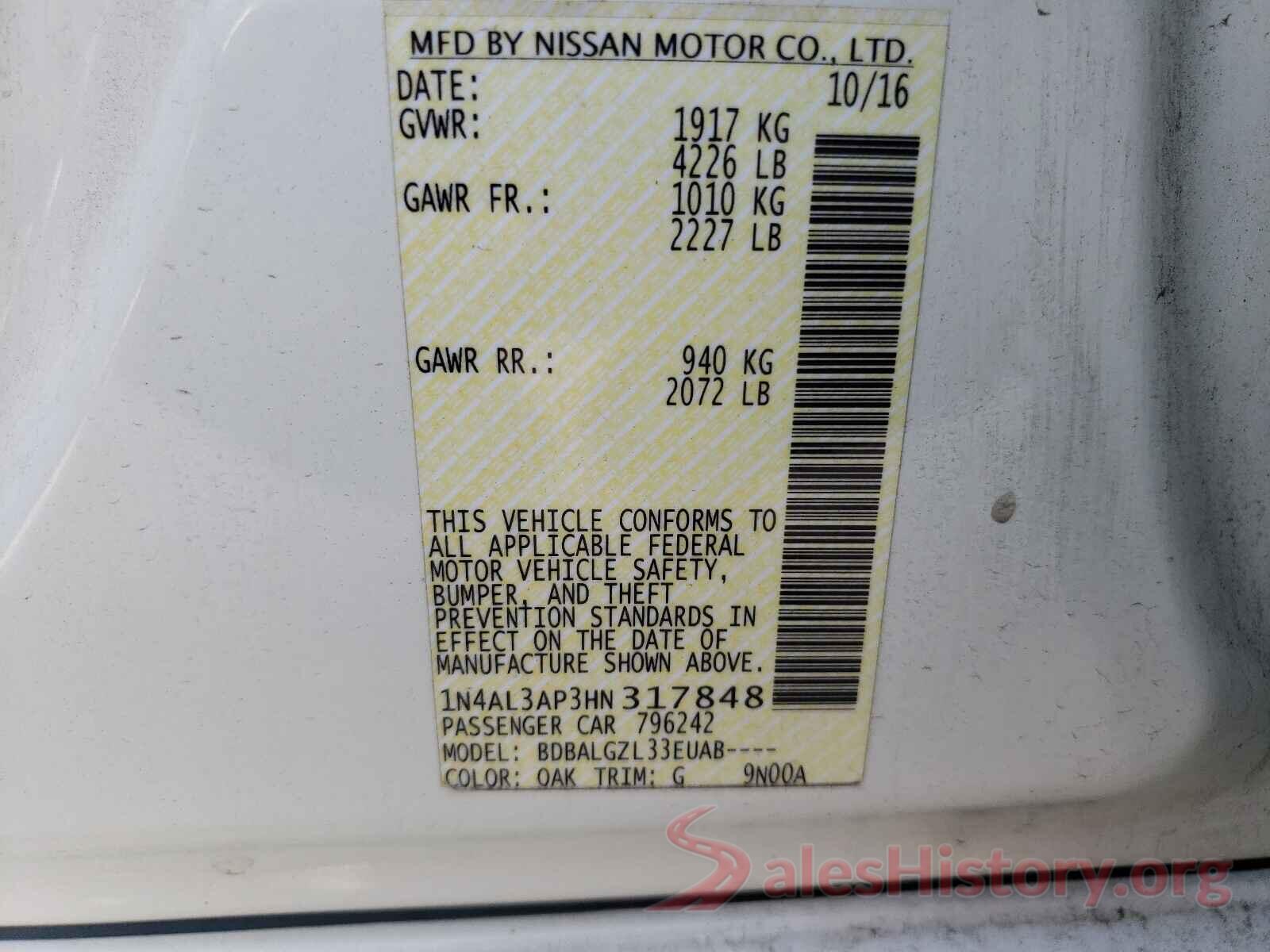 1N4AL3AP3HN317848 2017 NISSAN ALTIMA