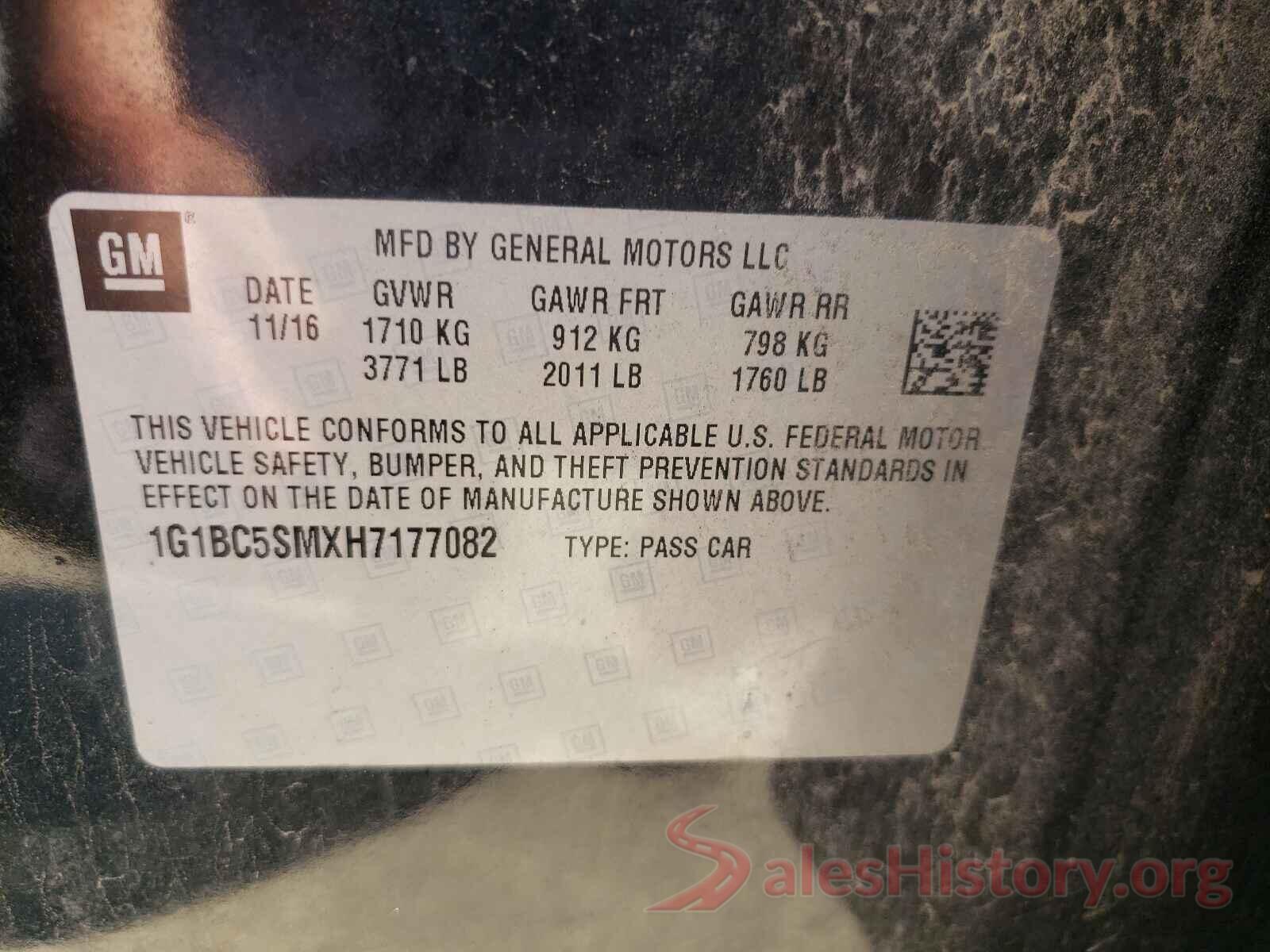 1G1BC5SMXH7177082 2017 CHEVROLET CRUZE