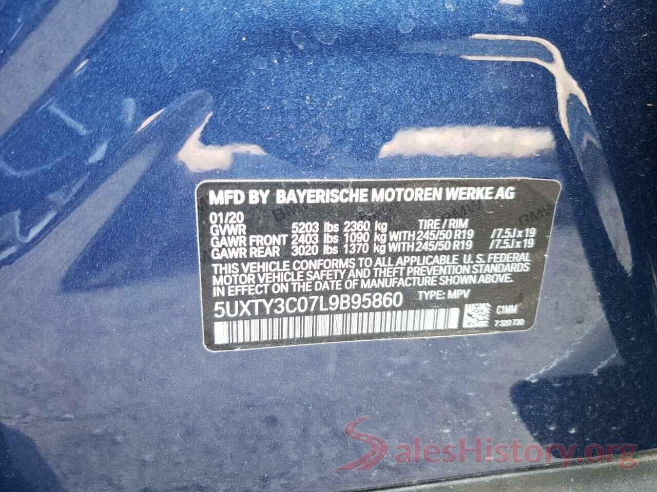 5UXTY3C07L9B95860 2020 BMW X3