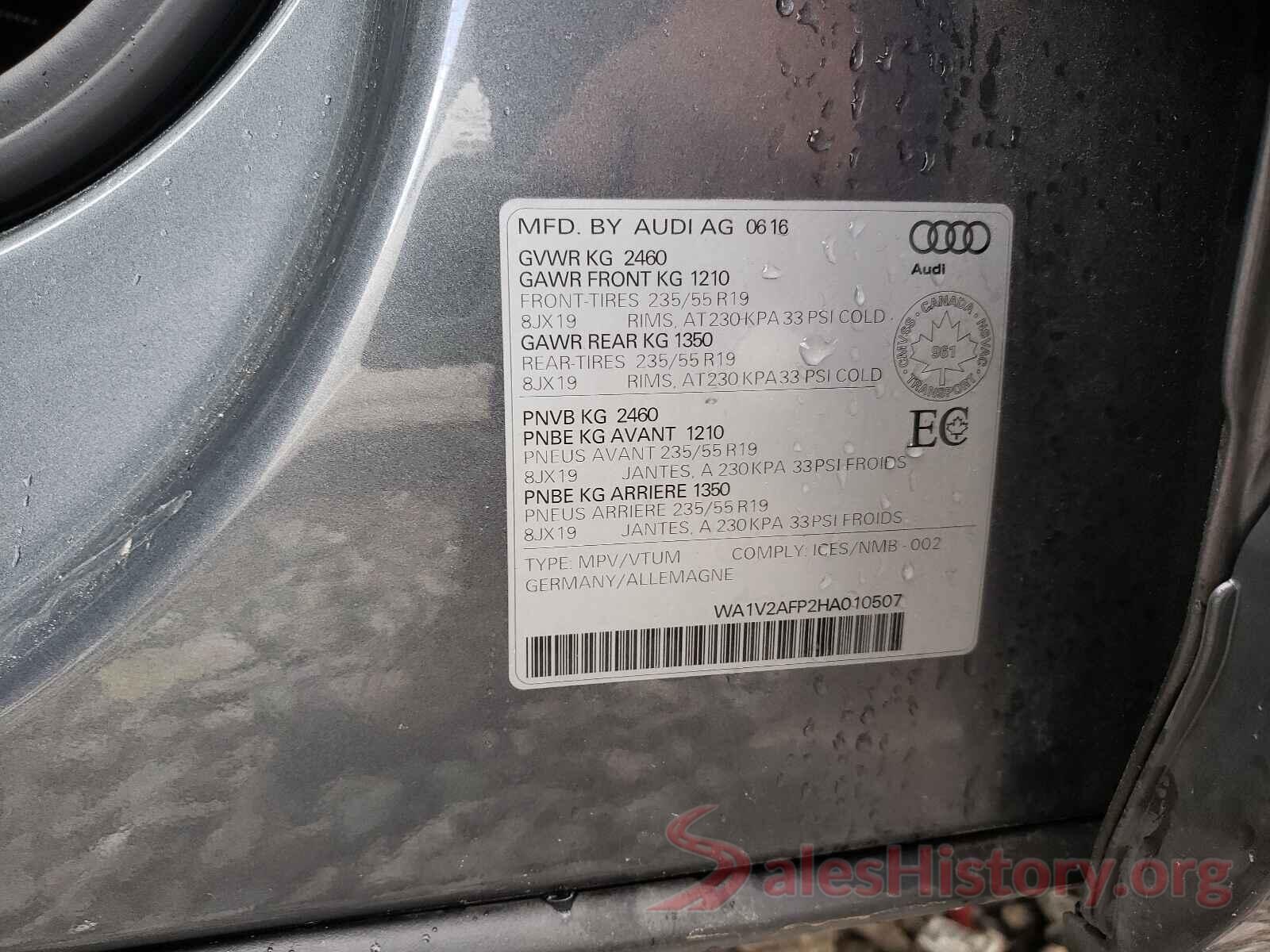 WA1V2AFP2HA010507 2017 AUDI Q5