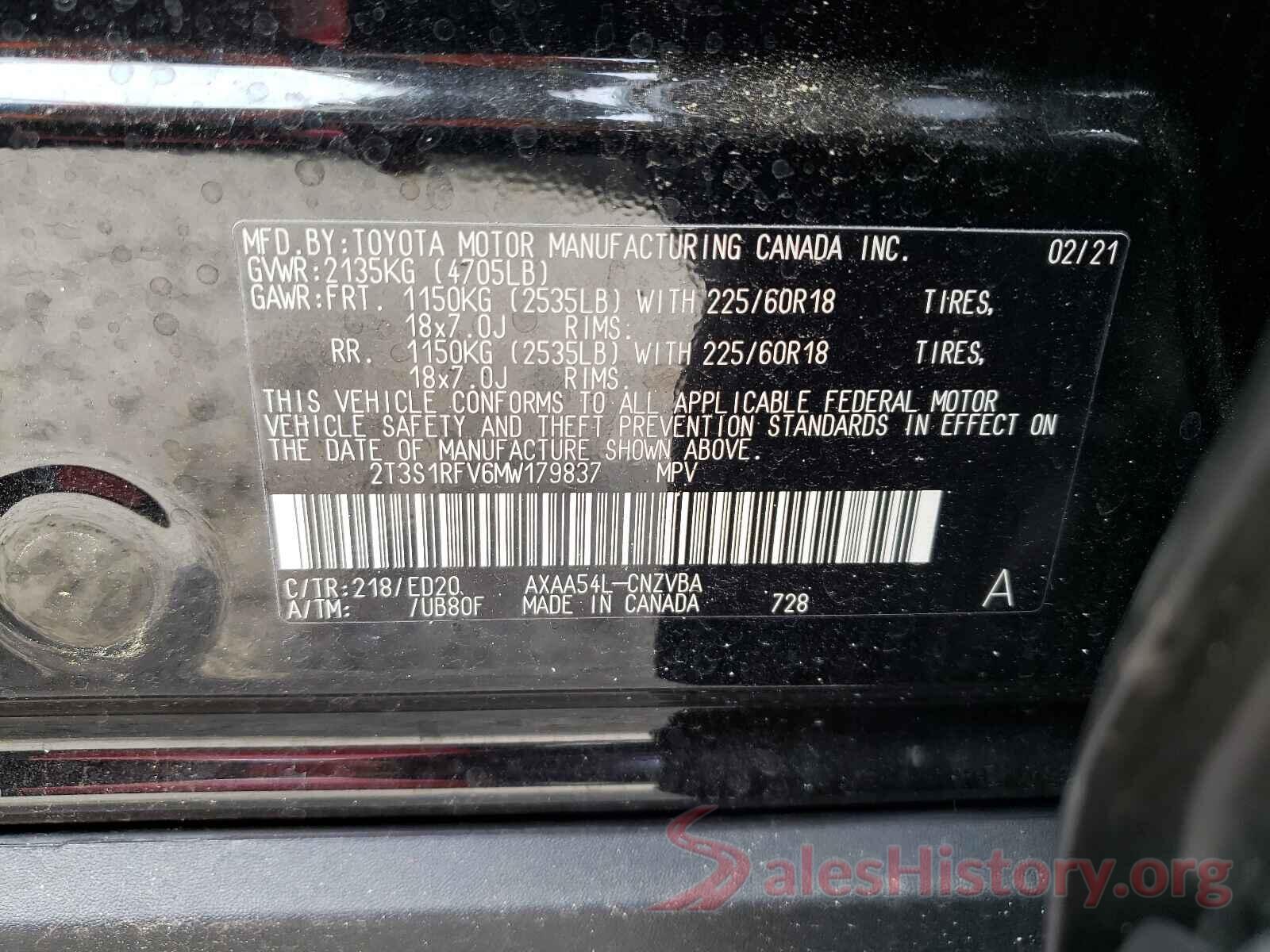 2T3S1RFV6MW179837 2021 TOYOTA RAV4