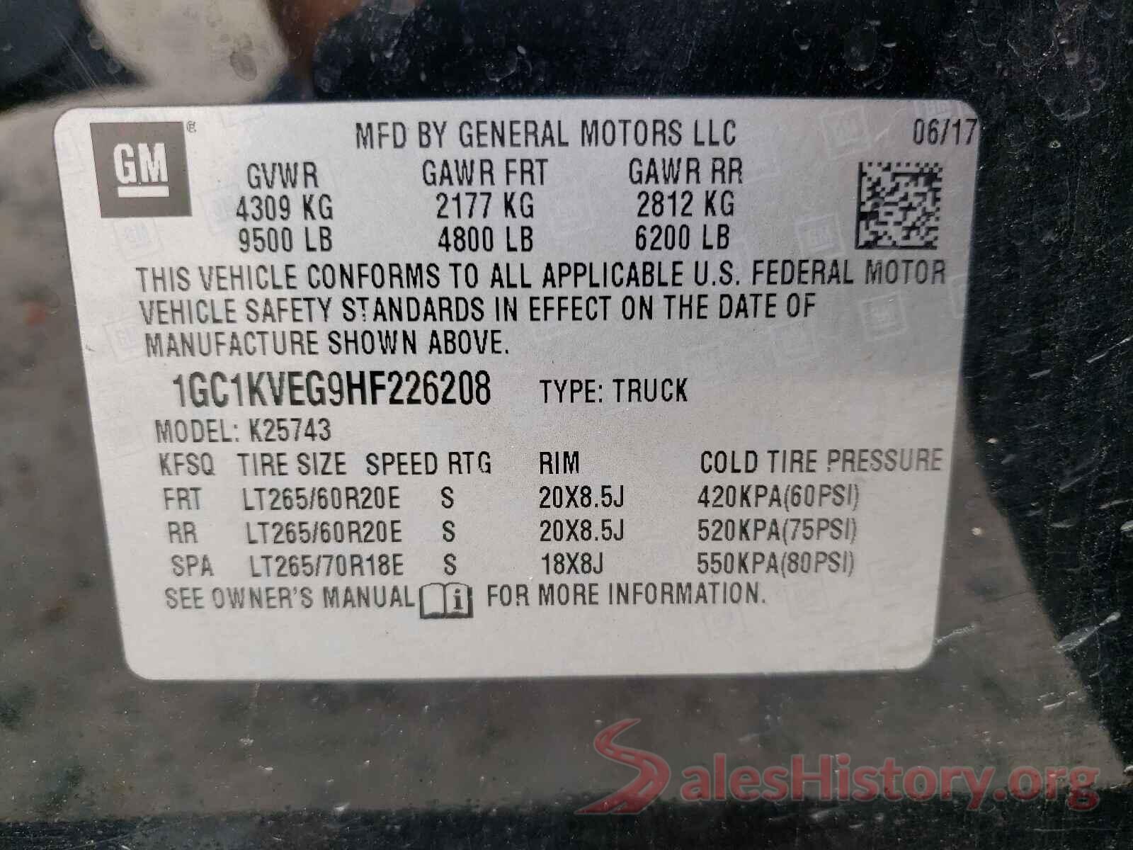 1GC1KVEG9HF226208 2017 CHEVROLET SILVERADO