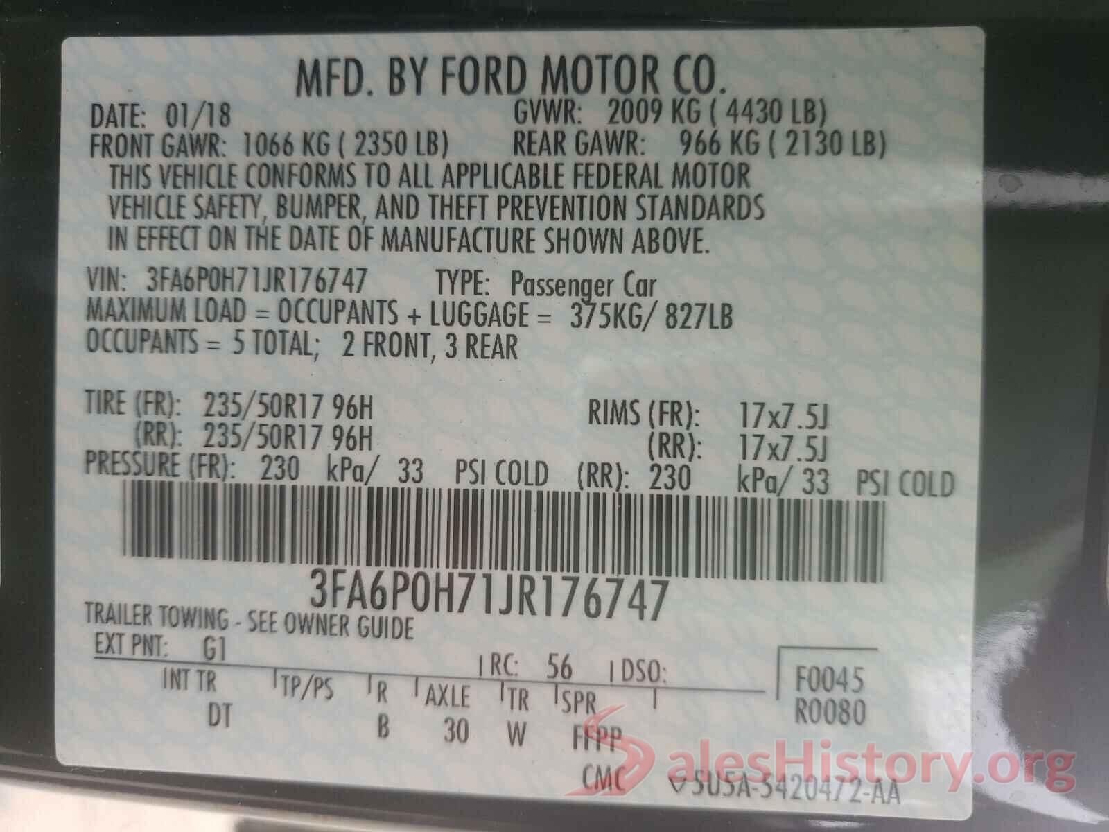 3FA6P0H71JR176747 2018 FORD FUSION