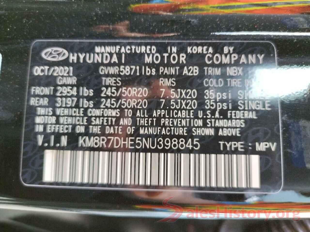 KM8R7DHE5NU398845 2022 HYUNDAI PALISADE