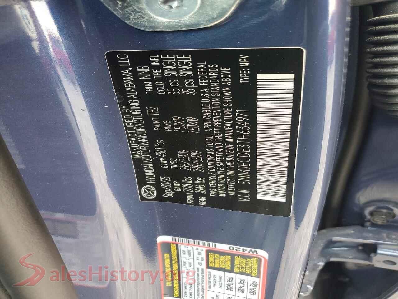 2026 HYUNDAI TUCSON VIN 5NMJECDE3TH634971, wheel and tire